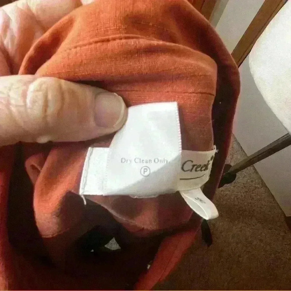 Coldwater Creek Long Sleeve Button Down Silk Linen Jacket Women 16 Orange Career - Picture 7 of 7